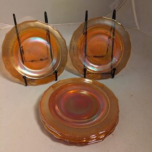 Federal Glass Normandie Plate Marigold Iridescent Depression glass bread plates